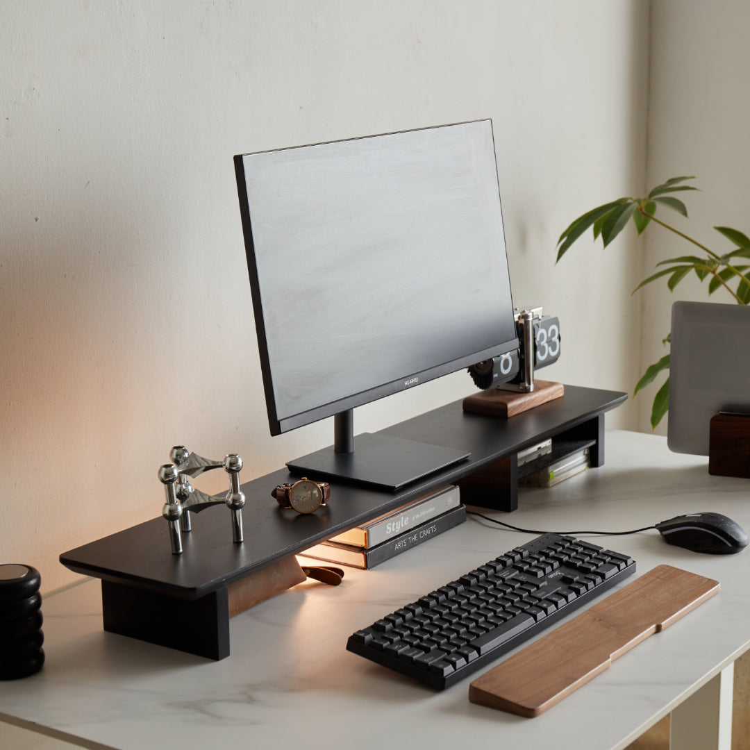 black desk shelf