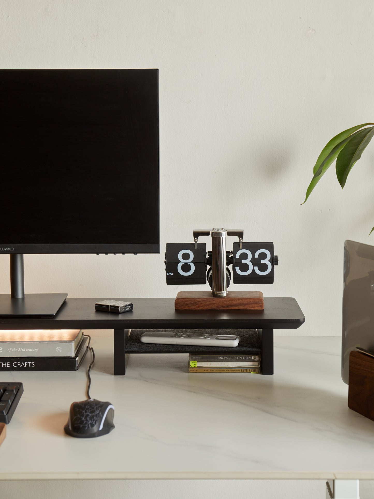 black desk shelf