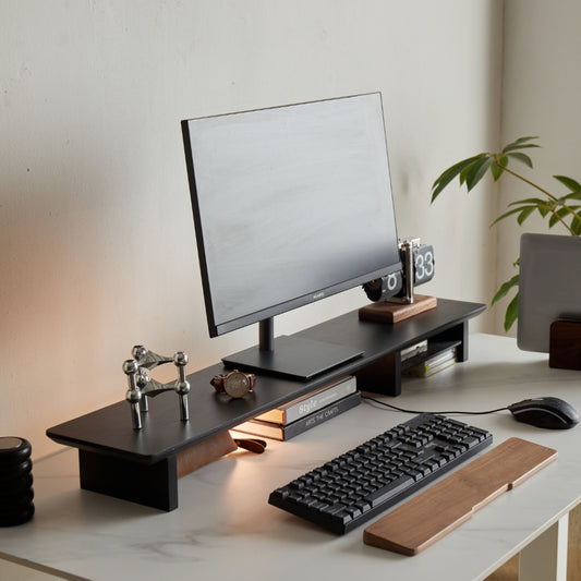 black desk shelf