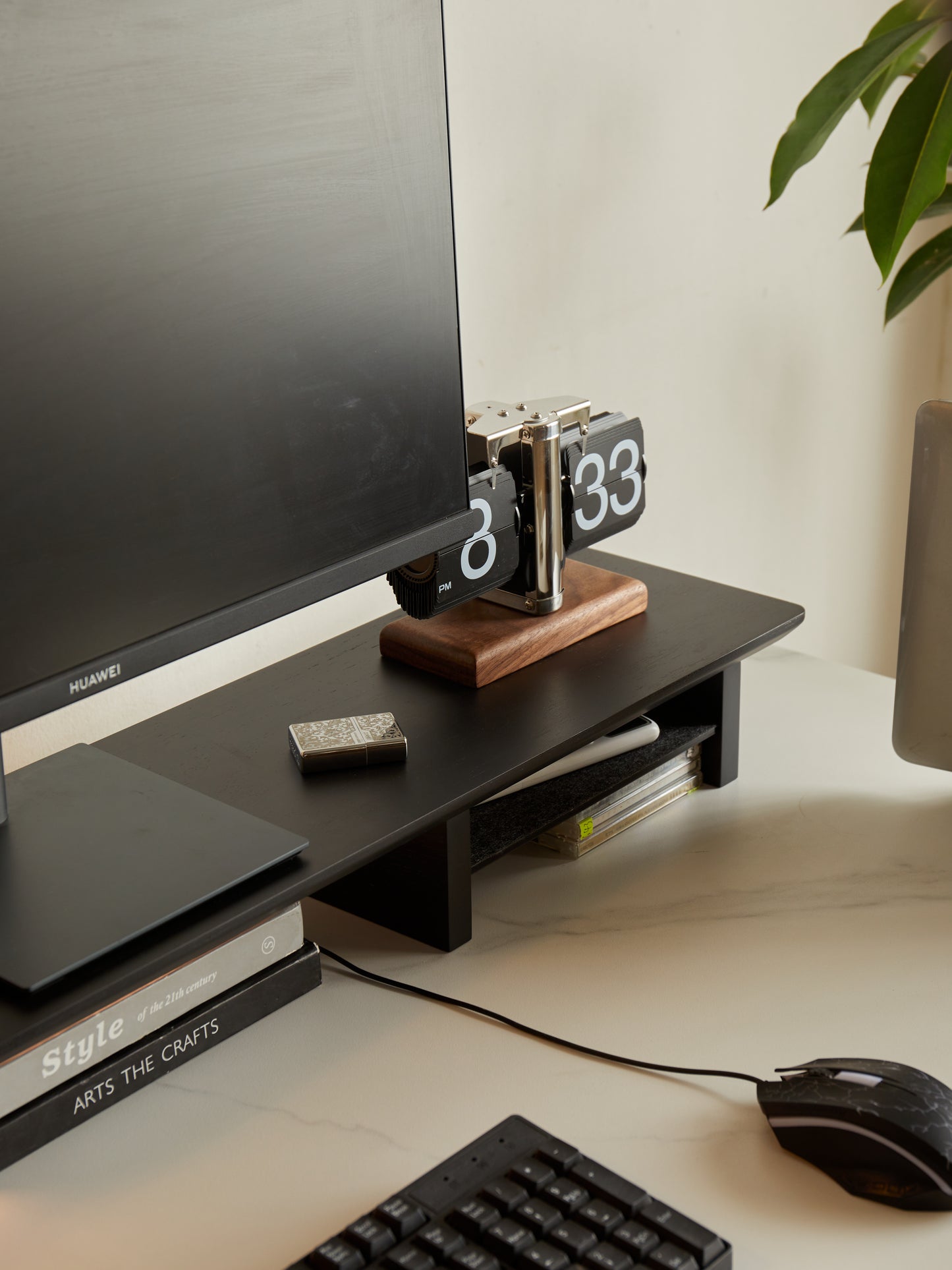 black desk shelf with desk tray