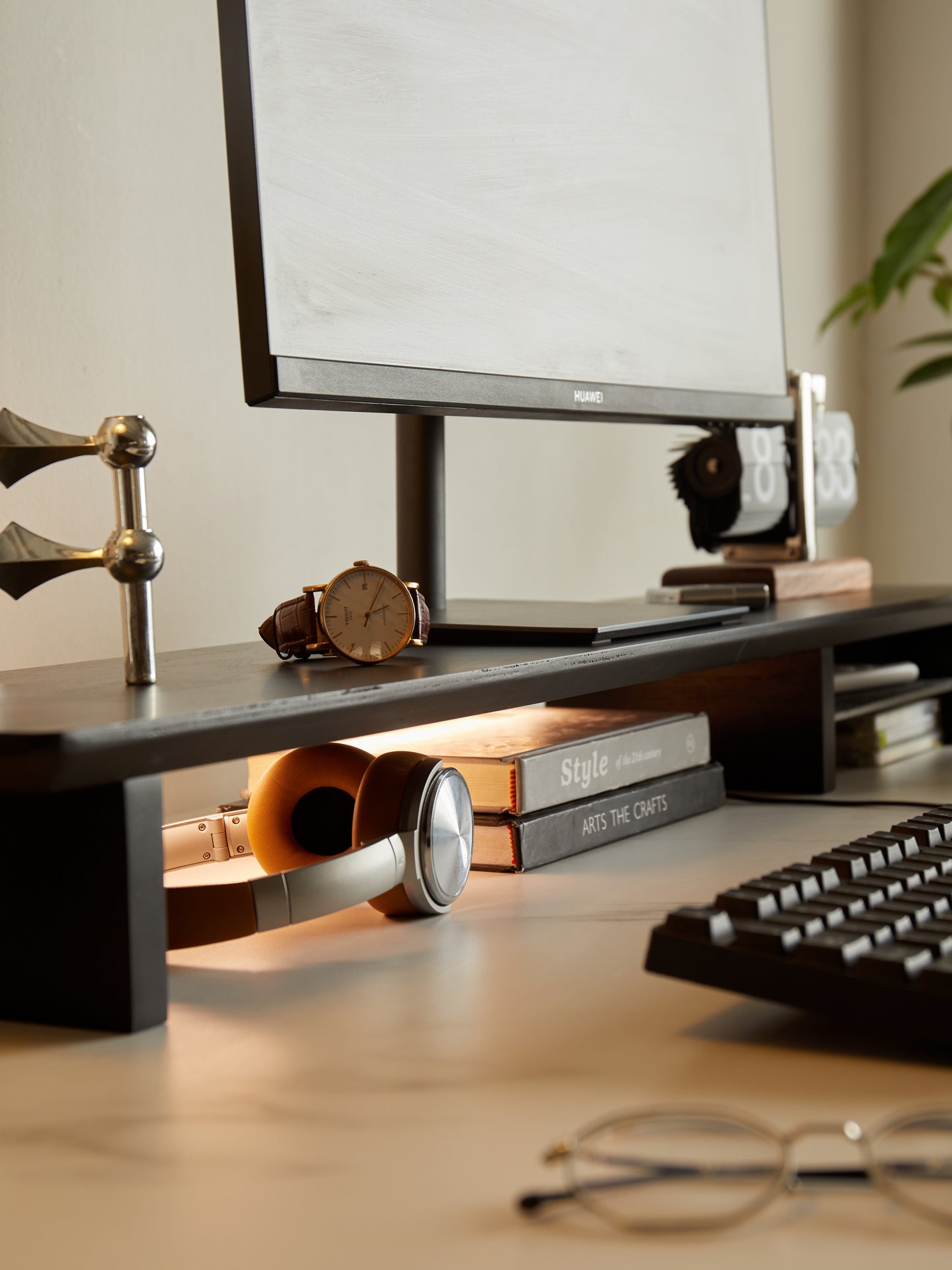 black desk shelf storage