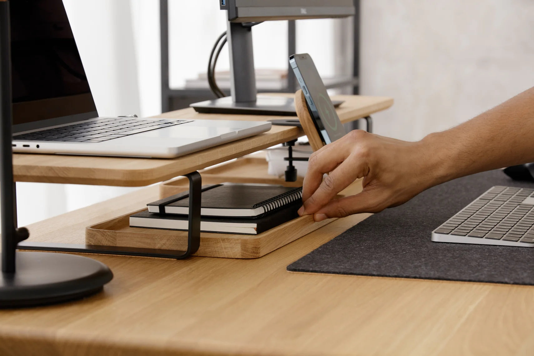 desk shelf with metal stand storage