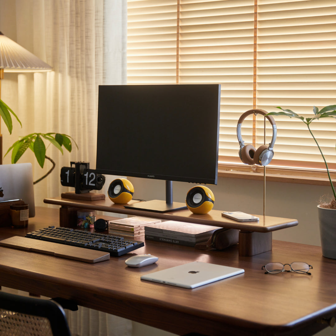 desk shelf with 3-position adjustable base