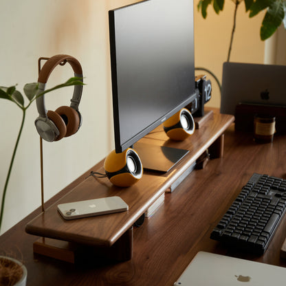 side view of desk shelf with 3-position adjustable base