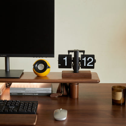 front view of desk shelf with 3-position adjustable base