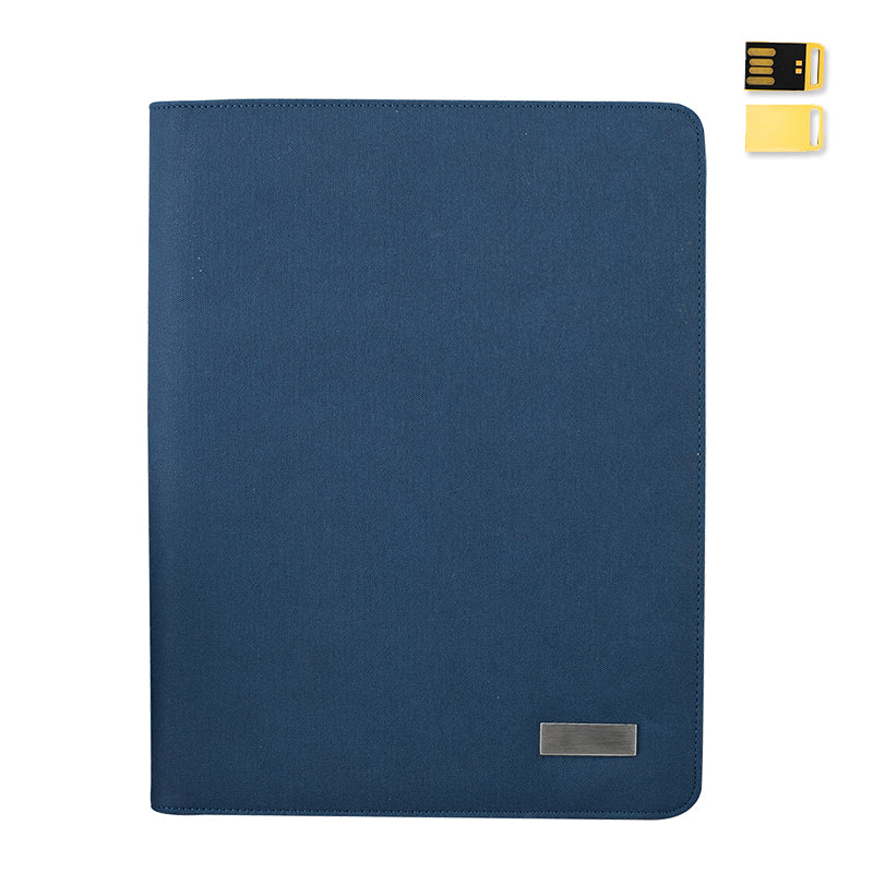 Wireless Charging Padfolio Blue color with USB flash driver