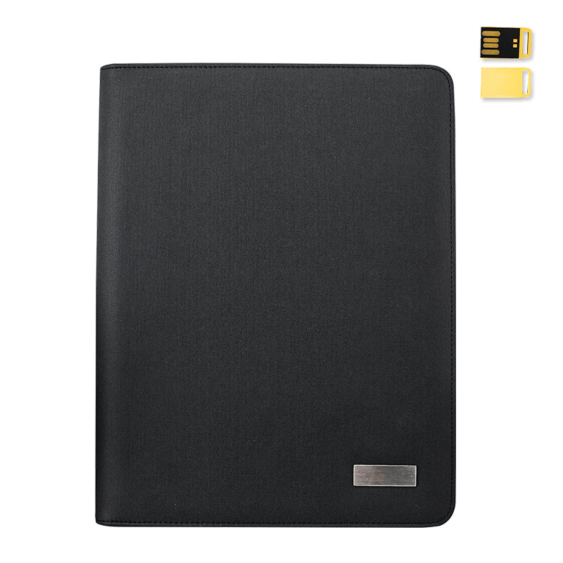 Wireless Charging Padfolio Black color with USB flash driver